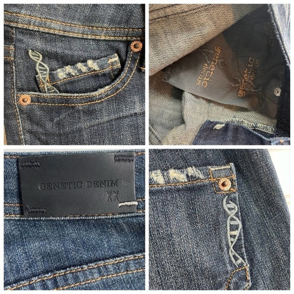 Genetic Denim Distressed Cropped Jeans Dark Blue Moon Size 26 Skinny Low Rise - Picture 5 of 10